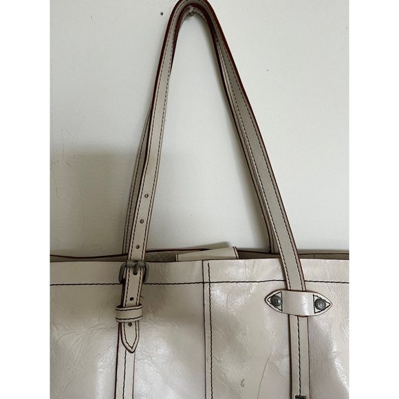 Olivia Harris Designer Leather Oatmeal Tote/Shoulder Bag - Picture 4 of 6